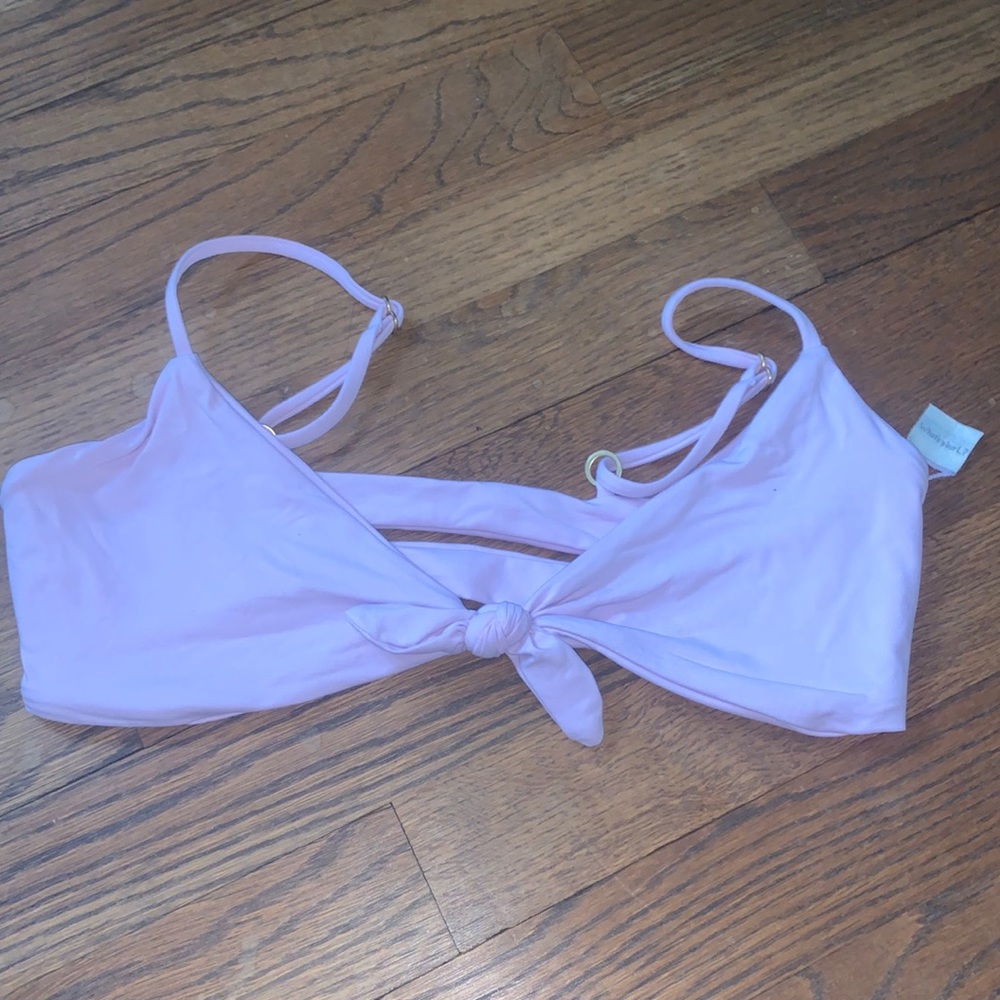 L space pink knot bikini top
